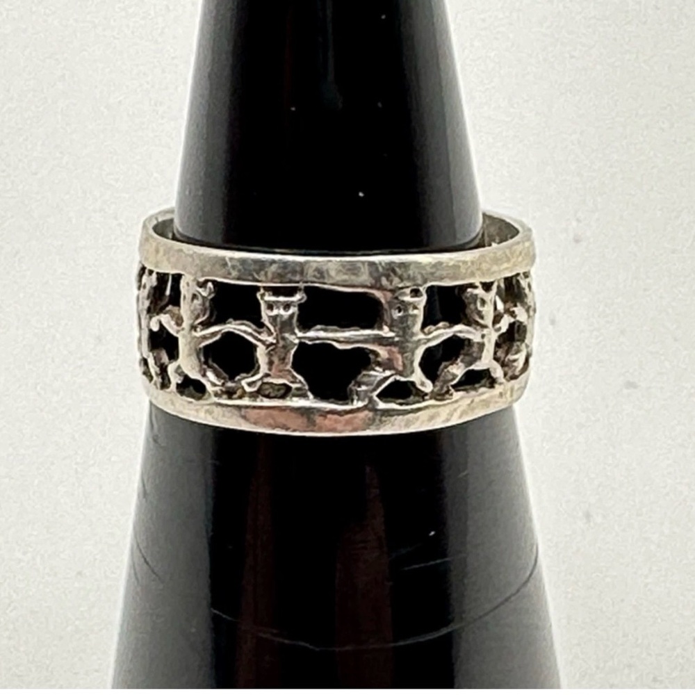 Sterling Silver Dancing Bear Cutout Band Ring Size 5.5 925 1.99g